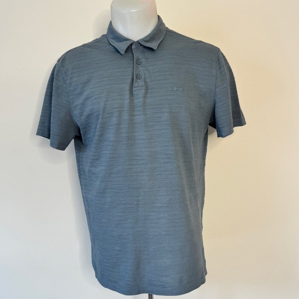 John Varvatos Polo Shirt Short Sleeve Blue Collared 3 Button 100% Cotton Sz M